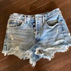 Agolde Blue Distressed Jean Shorts